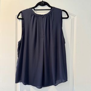 LOFT Ann Taylor Navy Blue Mixed Media Tank XL